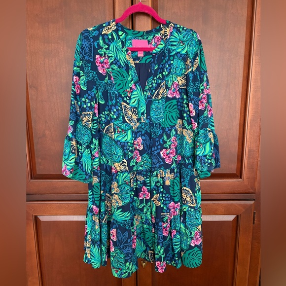 Lilly Pulitzer Gabriel Tunic Dress Low Tide Navy Life of the Party Size 10